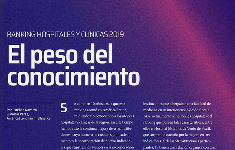 Por cuarto año consecutivo  Hospital Infantil Los Ángeles en el Ranking de los Mejores Hospitales y Clínicas de Latinoamérica de la Revista América Economía
