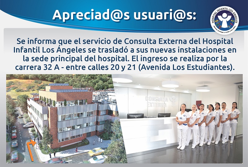 Nueva ubicación Servicio de Consulta Externa del Hospital Infantil Los Ángeles